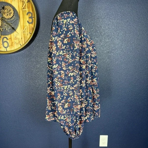 Boden Square Neck Floral Printed Top, Navy Multicolor, Size 10 - Picture 6 of 9